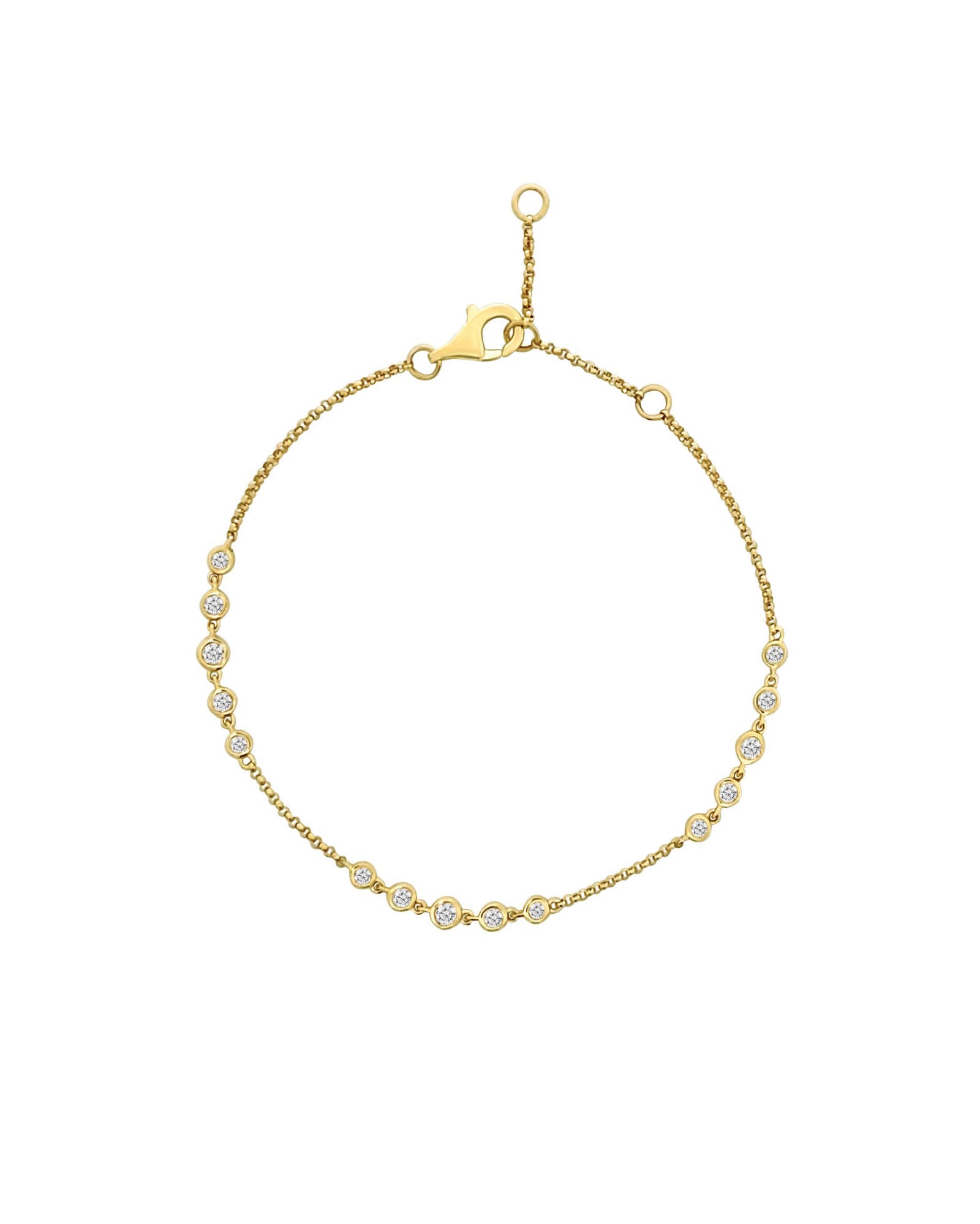 Goldhive-Gradual Diamond Bezel Bracelet-14k Yellow Gold, Diamond-Blue Ruby Jewellery-Vancouver Canada