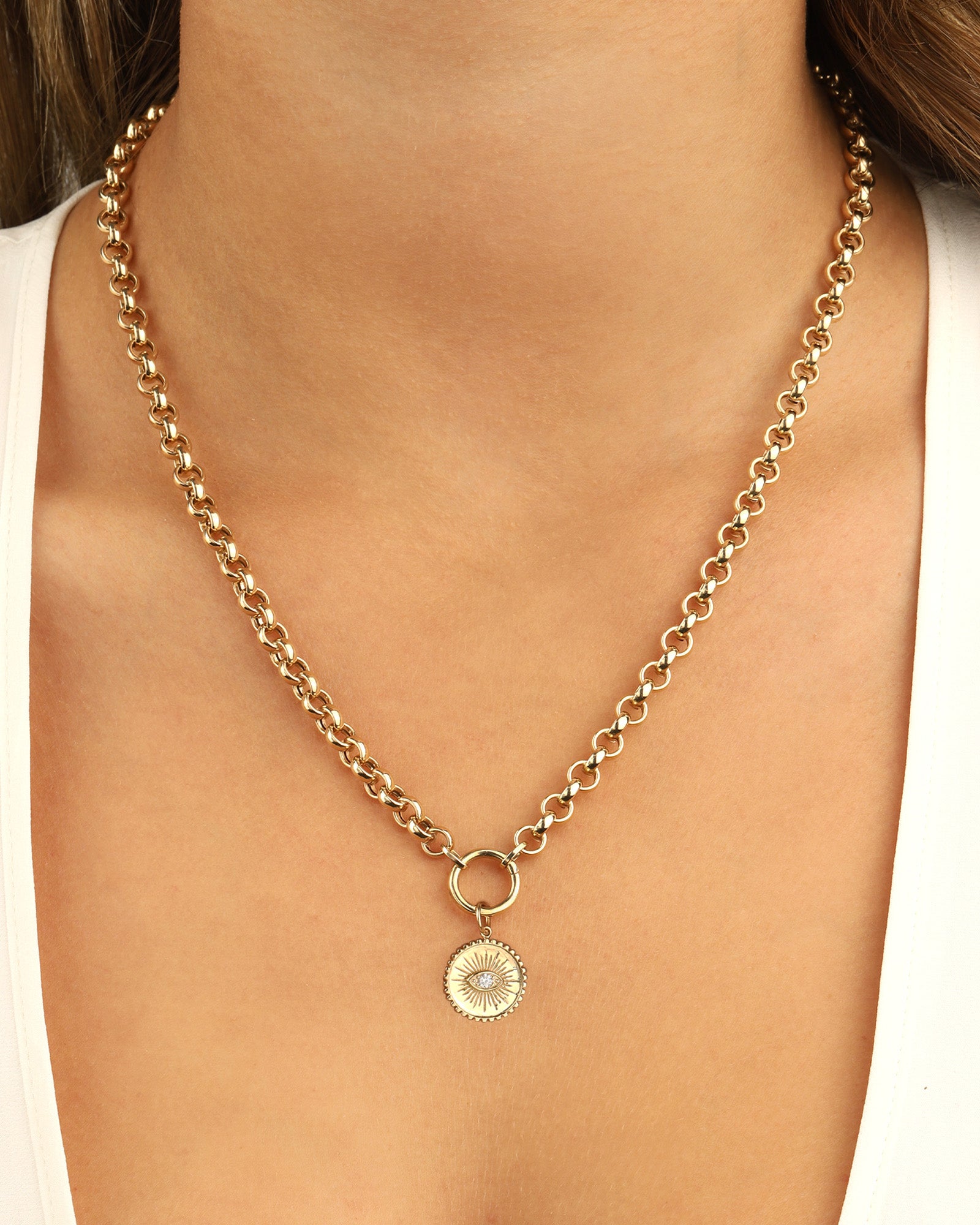 Goldhive-Sunburst Evil Eye Charm-Necklaces-Blue Ruby Jewellery-Vancouver Canada