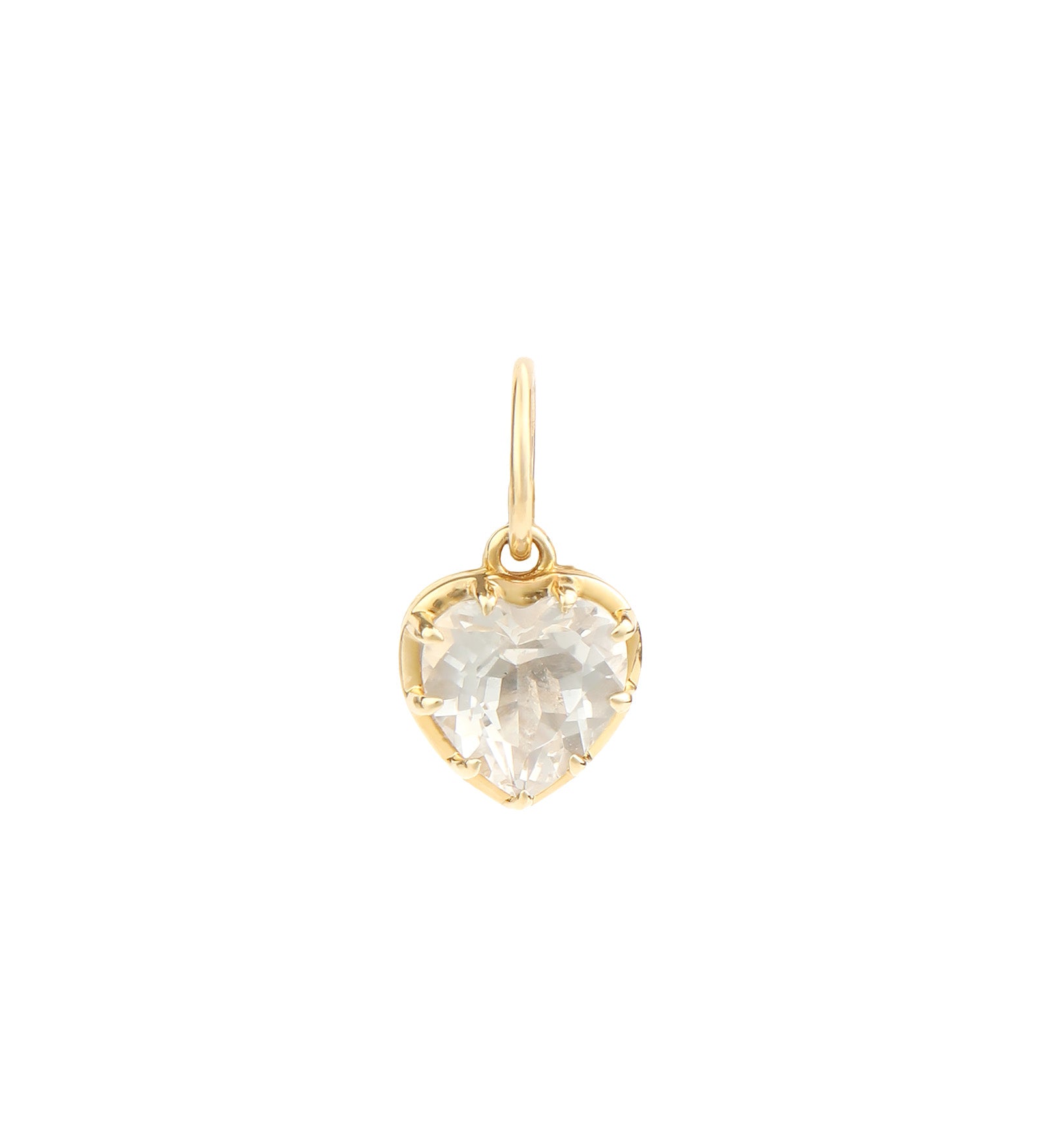Goldhive-White Topaz Heart Charm-Necklaces-14k Yellow Gold, White Topaz-Blue Ruby Jewellery-Vancouver Canada