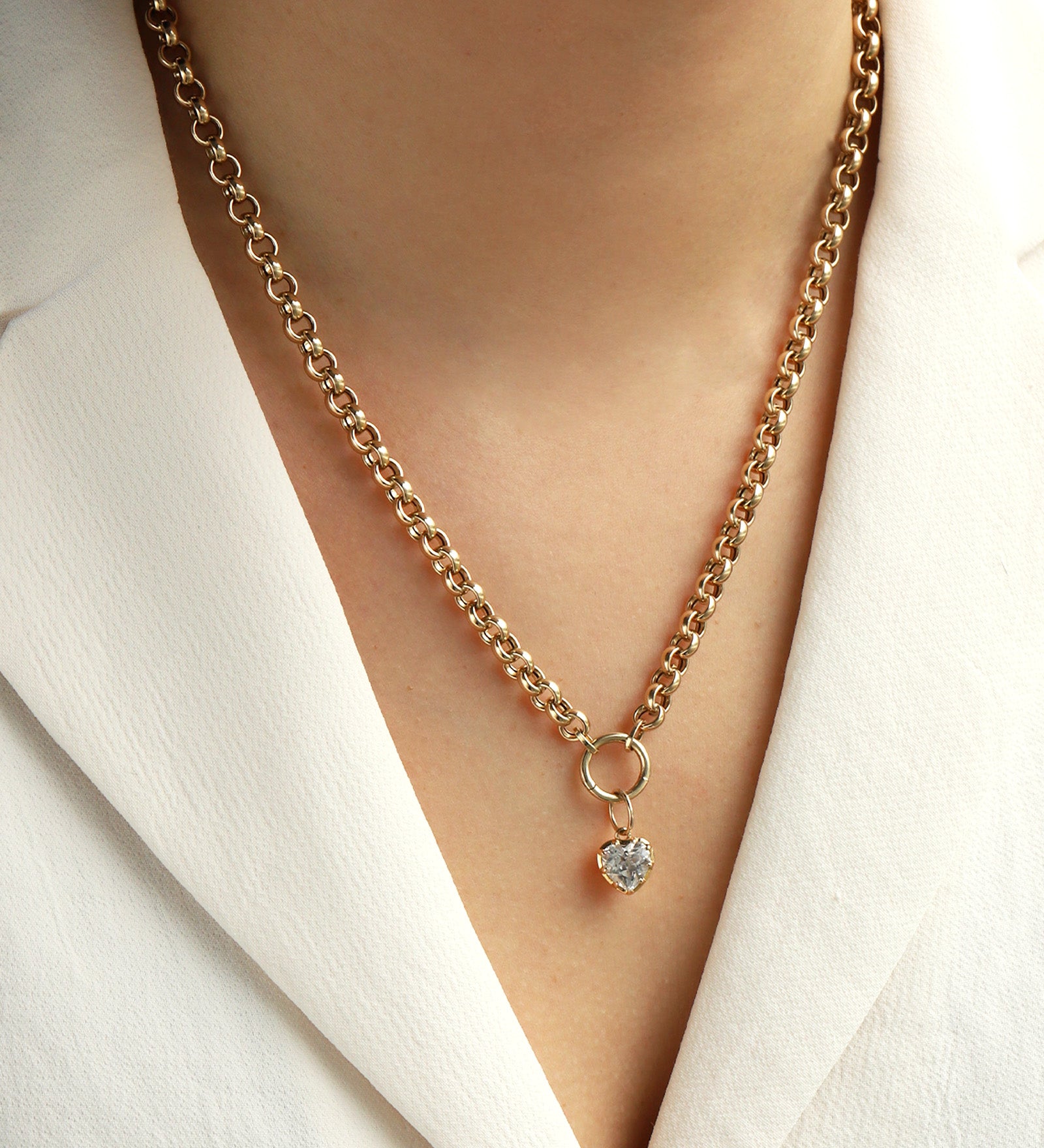 Goldhive-White Topaz Heart Charm-Necklaces-Blue Ruby Jewellery-Vancouver Canada