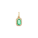 Goldhive-Emerald Halo Charm-Necklaces-14k Yellow Gold, Diamond, Emerald-Blue Ruby Jewellery-Vancouver Canada