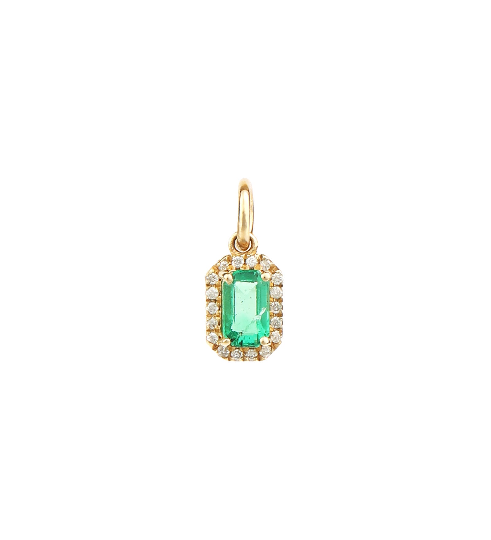 Goldhive-Emerald Halo Charm-Necklaces-14k Yellow Gold, Diamond, Emerald-Blue Ruby Jewellery-Vancouver Canada