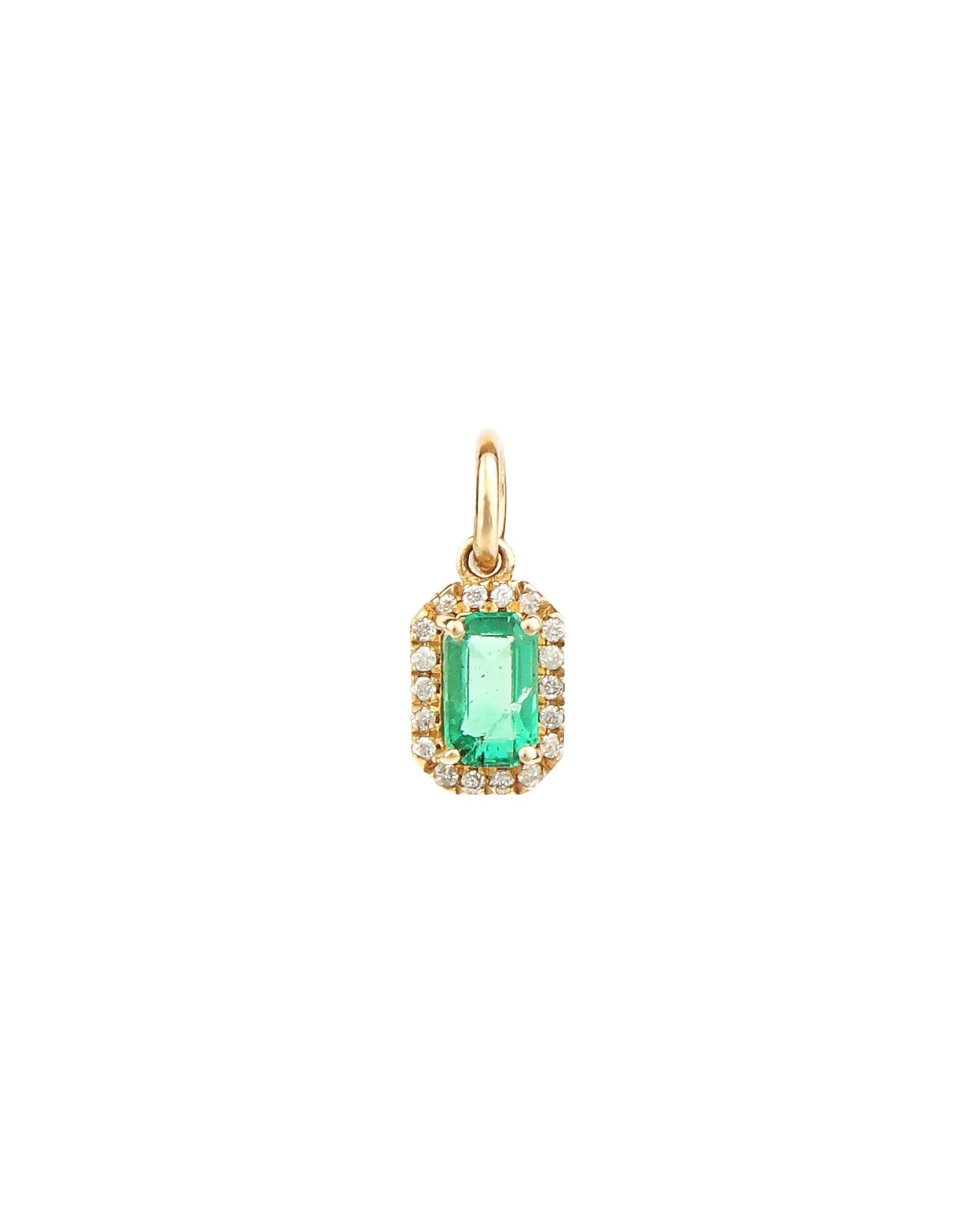 Goldhive-Emerald Halo Charm-Necklaces-14k Yellow Gold, Diamond, Emerald-Blue Ruby Jewellery-Vancouver Canada