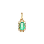 Goldhive-Emerald Halo Charm-Necklaces-14k Yellow Gold, Diamond, Emerald-Blue Ruby Jewellery-Vancouver Canada