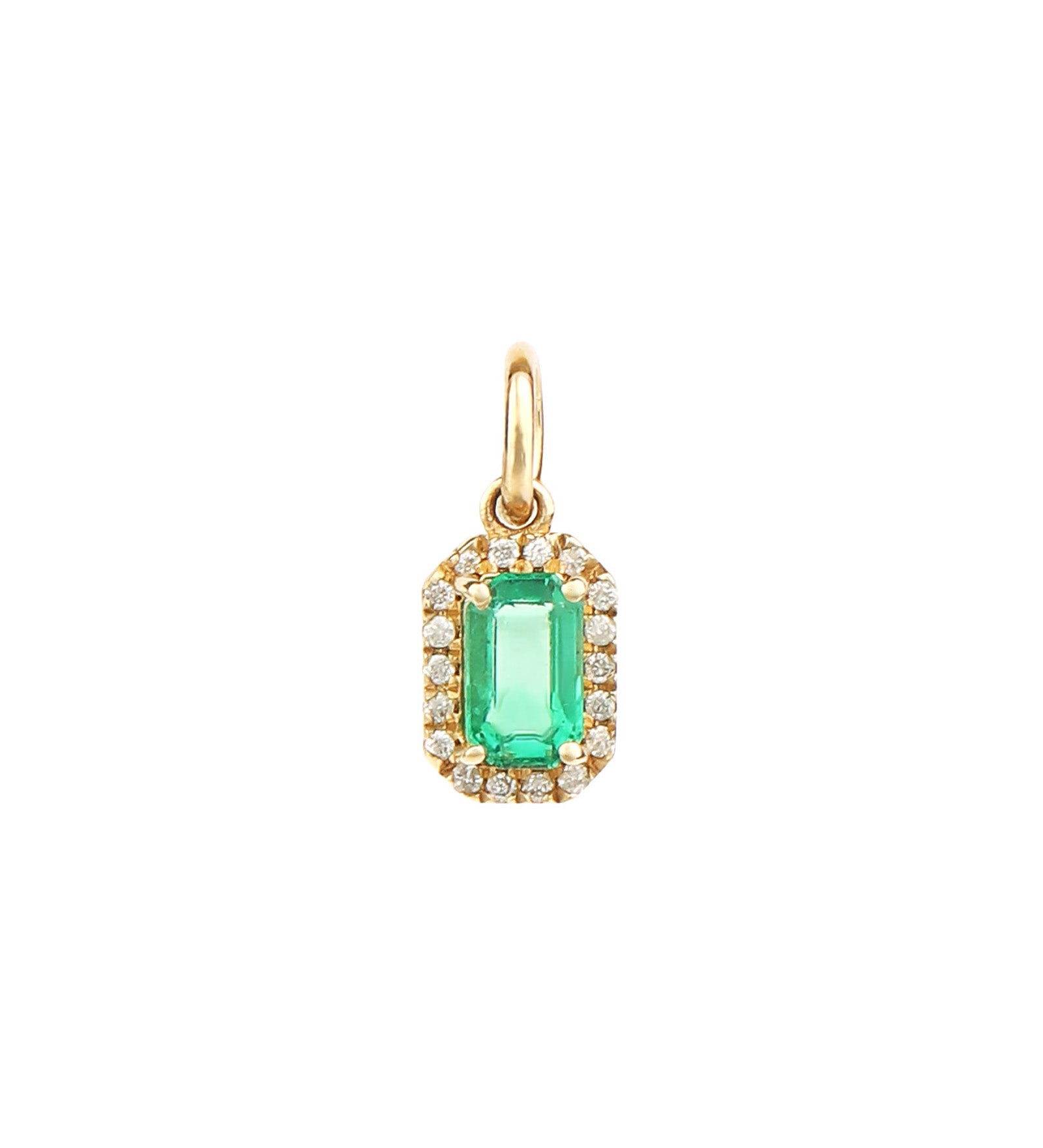 Goldhive-Emerald Halo Charm-Necklaces-14k Yellow Gold, Diamond, Emerald-Blue Ruby Jewellery-Vancouver Canada