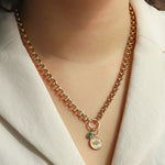 Goldhive-Emerald Halo Charm-Necklaces-Blue Ruby Jewellery-Vancouver Canada