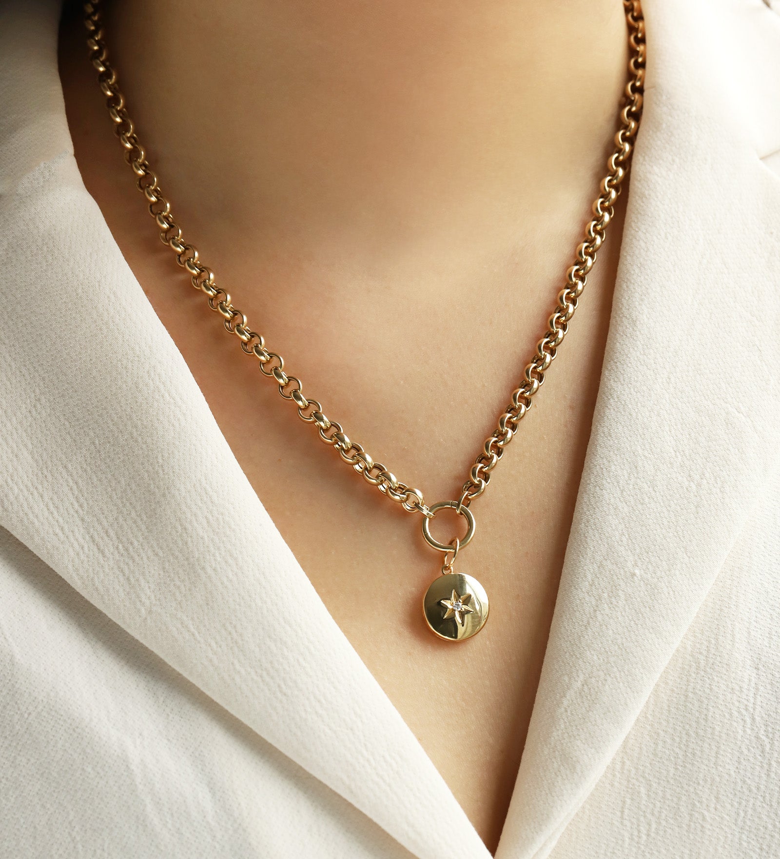 Goldhive-Diamond Star Locket Charm-Necklaces-Blue Ruby Jewellery-Vancouver Canada