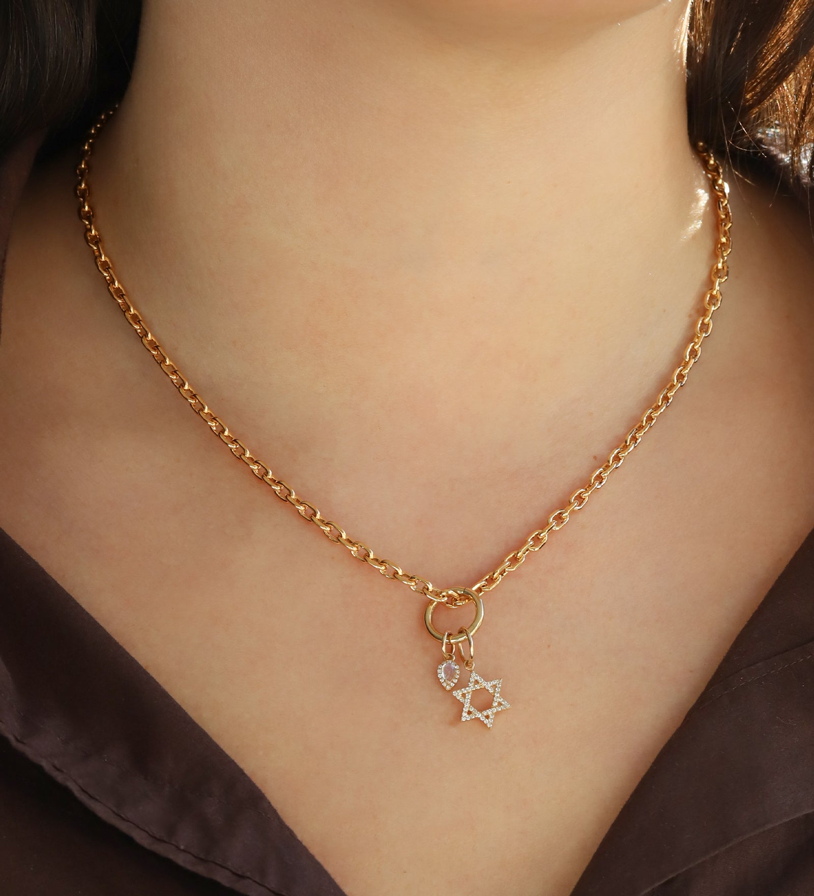 Goldhive-Teardrop Halo Charm-Necklaces-Blue Ruby Jewellery-Vancouver Canada
