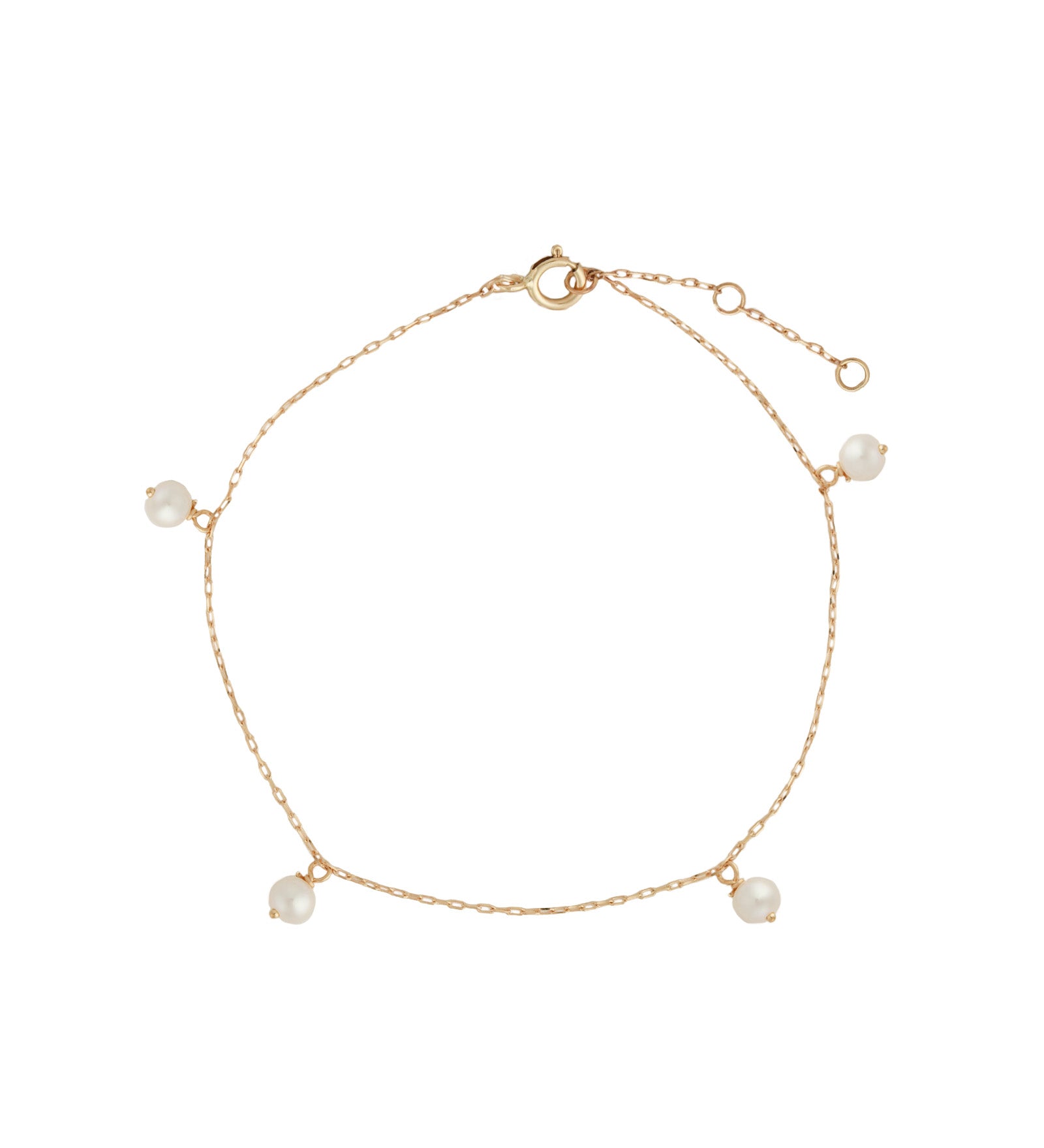 Goldhive-Pearl Drop Station Bracelet-Bracelets-10k Yellow Gold, White Pearl-Blue Ruby Jewellery-Vancouver Canada