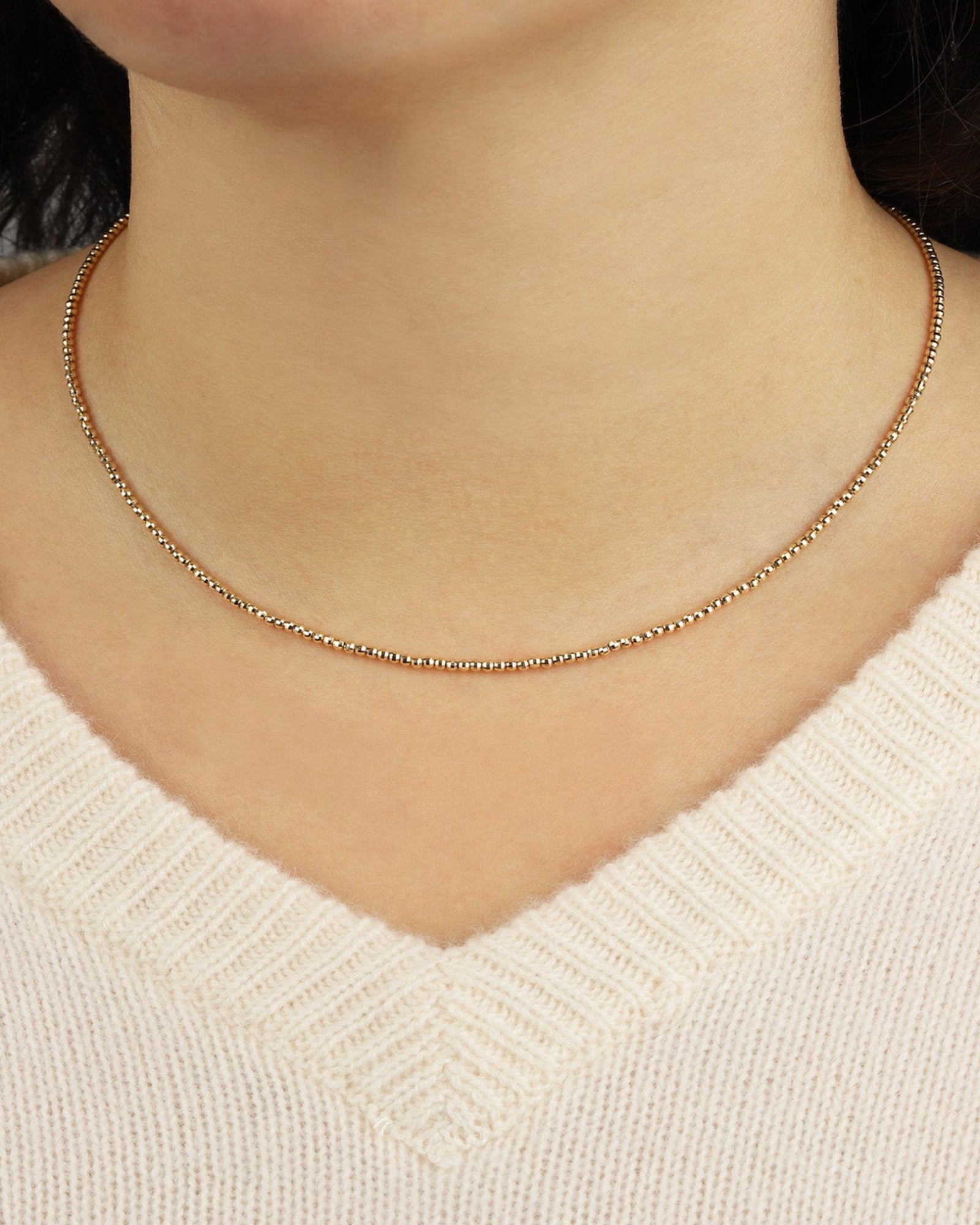Goldhive-Diamond Cut Beaded Necklace-Necklaces-Blue Ruby Jewellery-Vancouver Canada