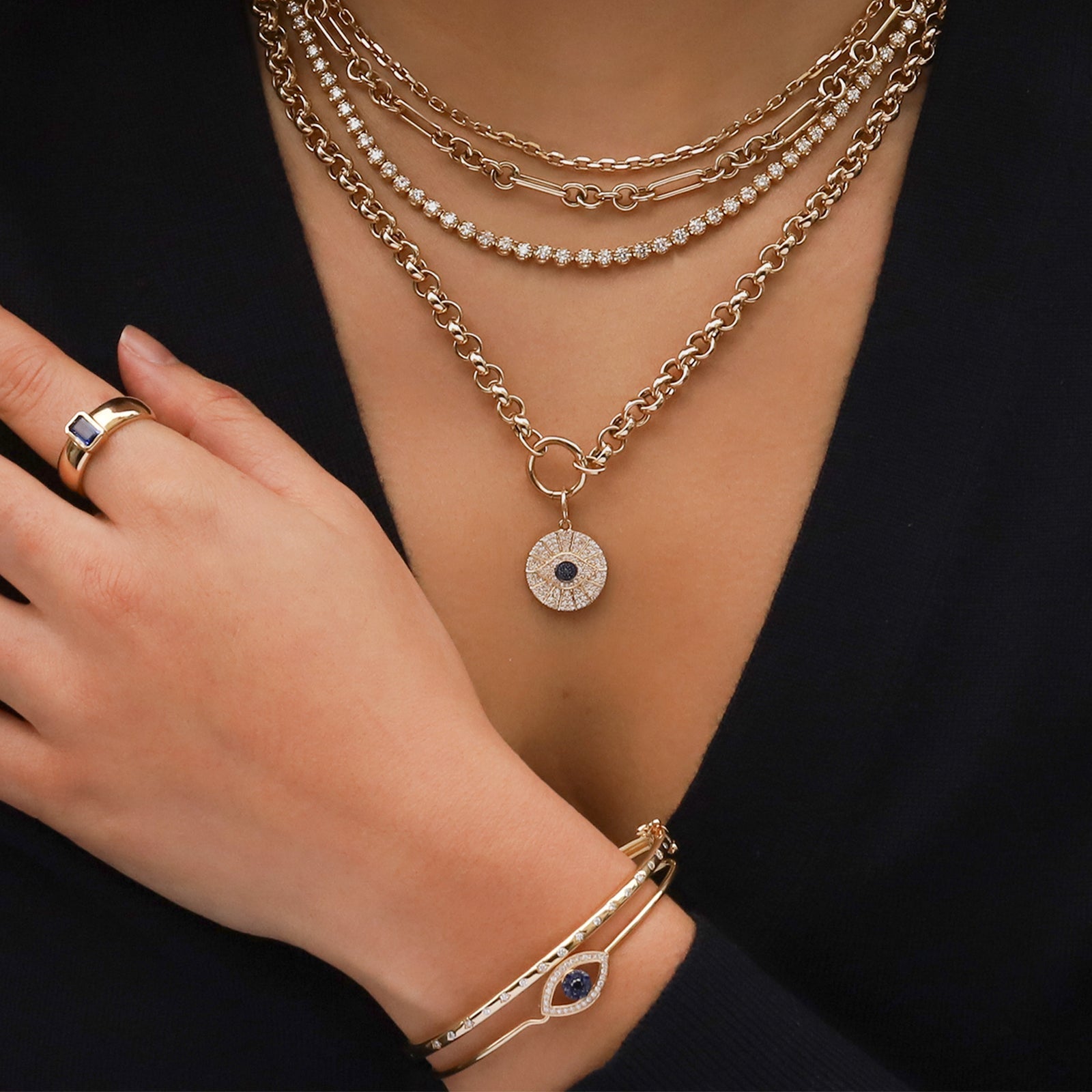 Goldhive-Celestial Diamond Studded Bangle-Bracelets-Blue Ruby Jewellery-Vancouver Canada