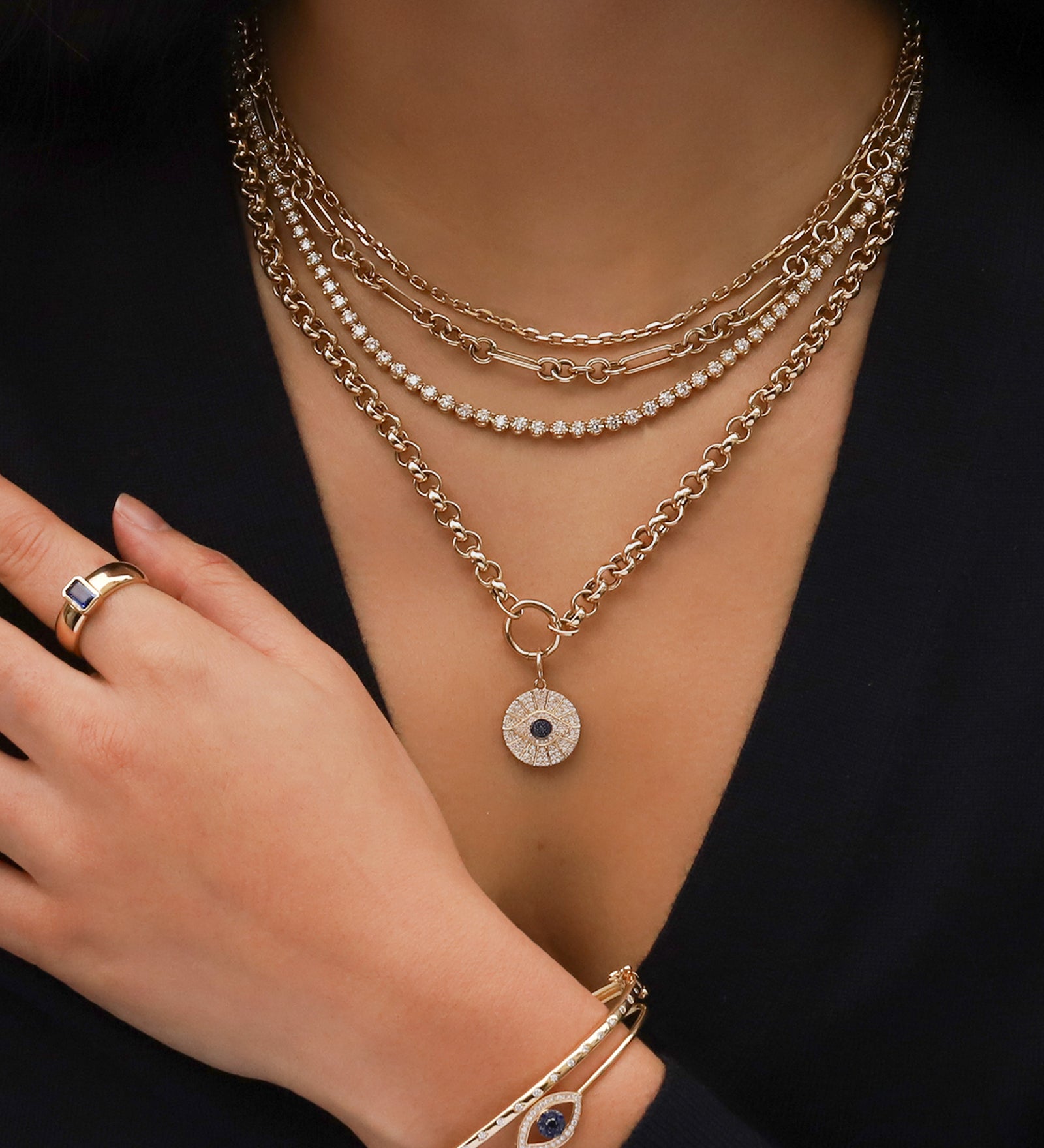 Goldhive-Tennis Diamond Necklace | Large-Necklaces-Blue Ruby Jewellery-Vancouver Canada