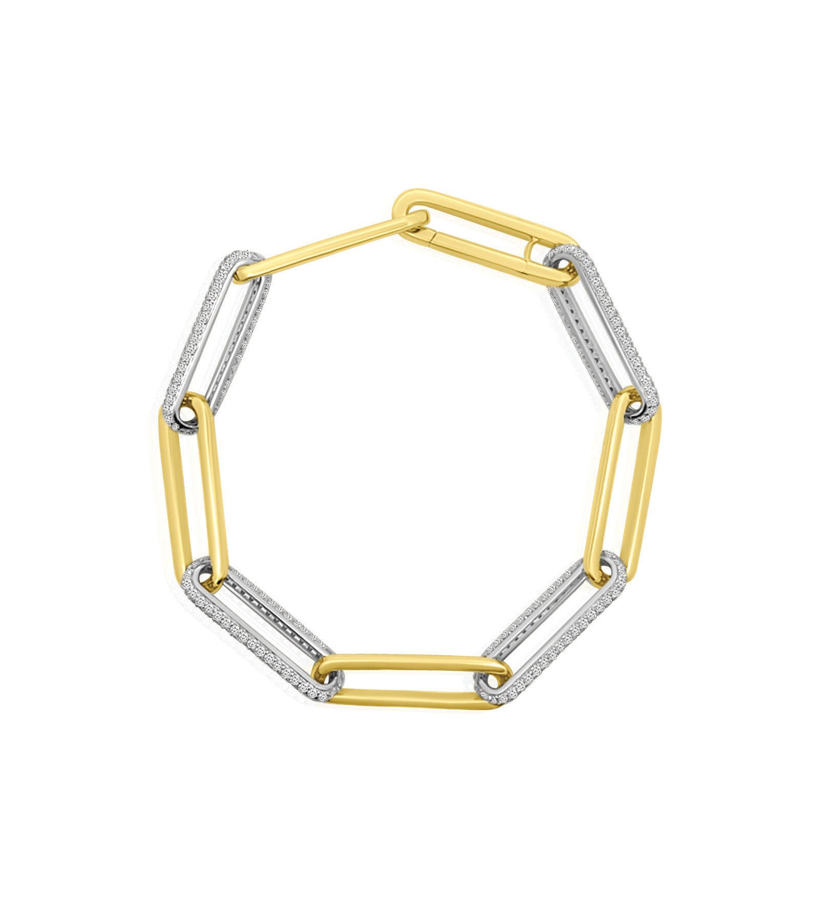 Goldhive-Diamond Paperclip Chain Bracelet-14k Yellow Gold, 14k White Gold, Diamond-Blue Ruby Jewellery-Vancouver Canada