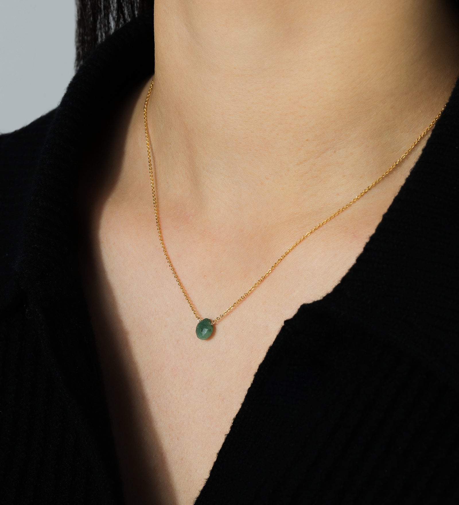 Stoned by Gem Jar-Heart Stone Cable Chain Necklace-Necklaces-14k Gold Filled, Emerald-Blue Ruby Jewellery-Vancouver Canada