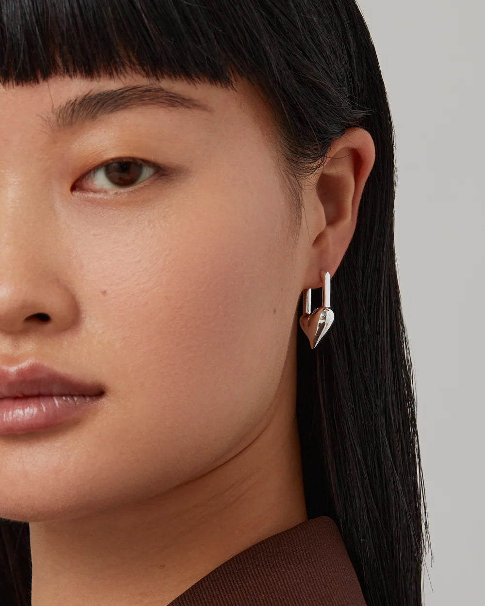 Jenny Bird-Padlock Heart Huggie Earrings-Earrings-Blue Ruby Jewellery-Vancouver Canada