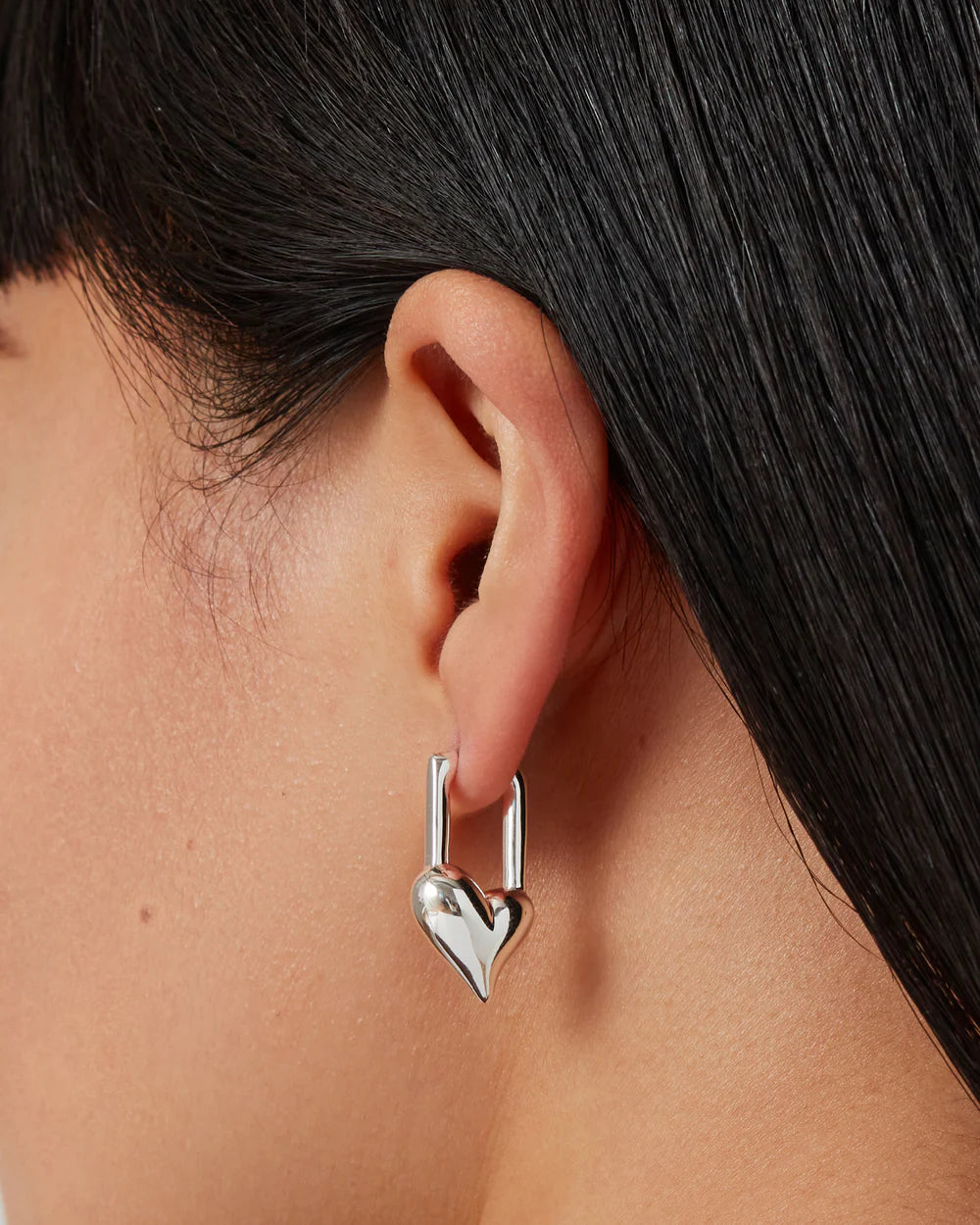 Jenny Bird-Padlock Heart Huggie Earrings-Earrings-Blue Ruby Jewellery-Vancouver Canada