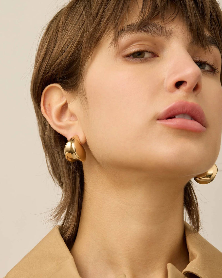 Jenny Bird-Nouveaux Puff Earrings-Earrings-14k Gold Plated-Blue Ruby Jewellery-Vancouver Canada