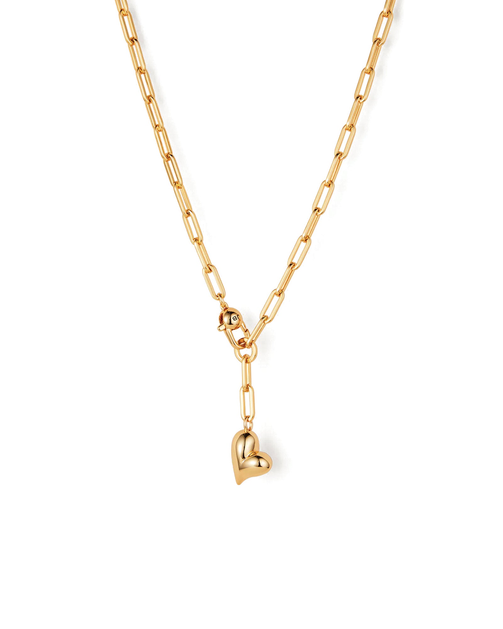 Jenny Bird-Puffy Heart Chain-Necklaces-14k Gold Plated-Blue Ruby Jewellery-Vancouver Canada