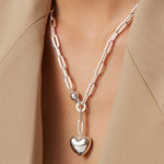 Puffy Heart Chain Silver Plated