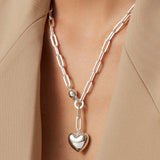 Puffy Heart Chain Silver Plated