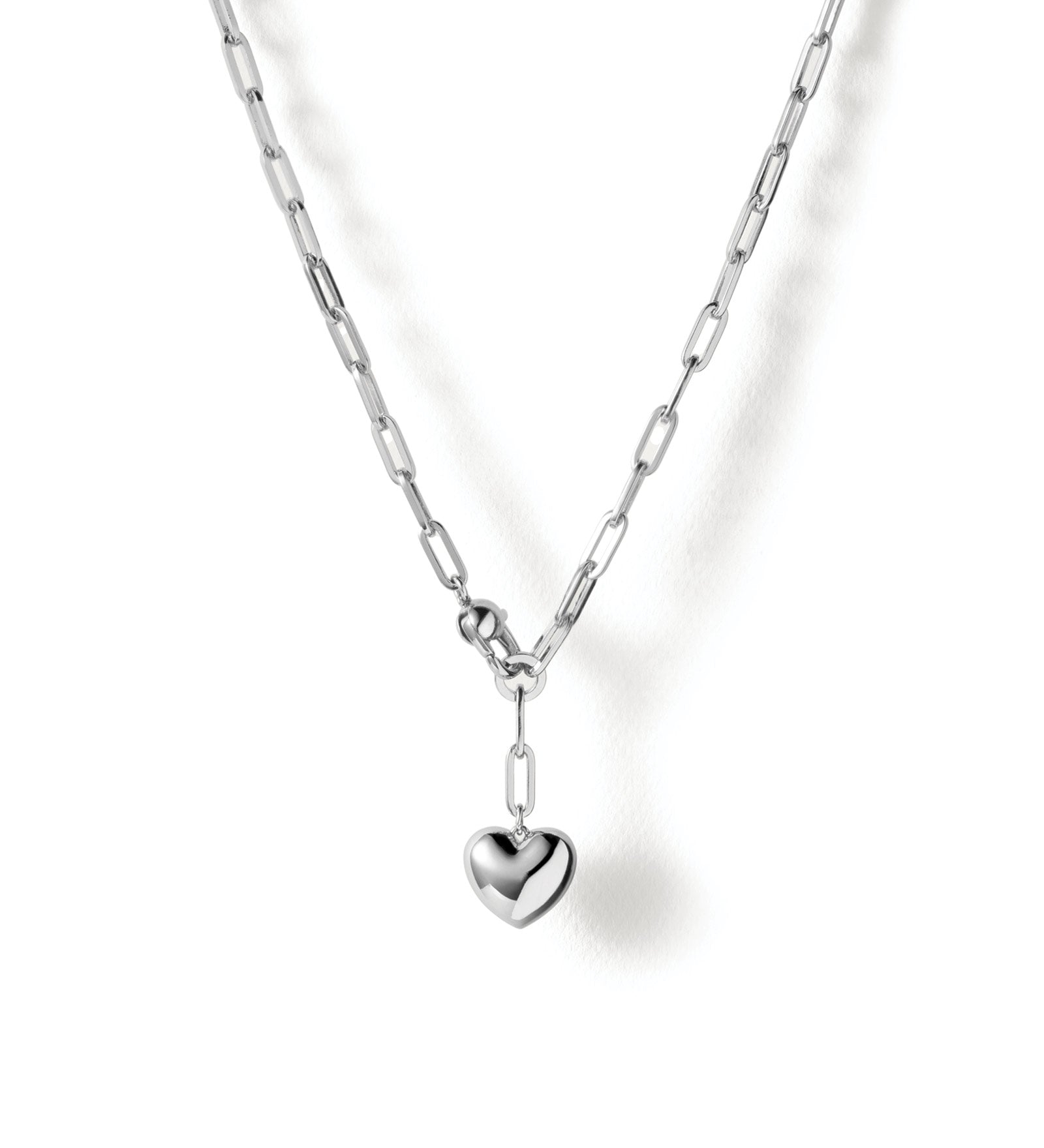 Puffy Heart Chain Silver Plated