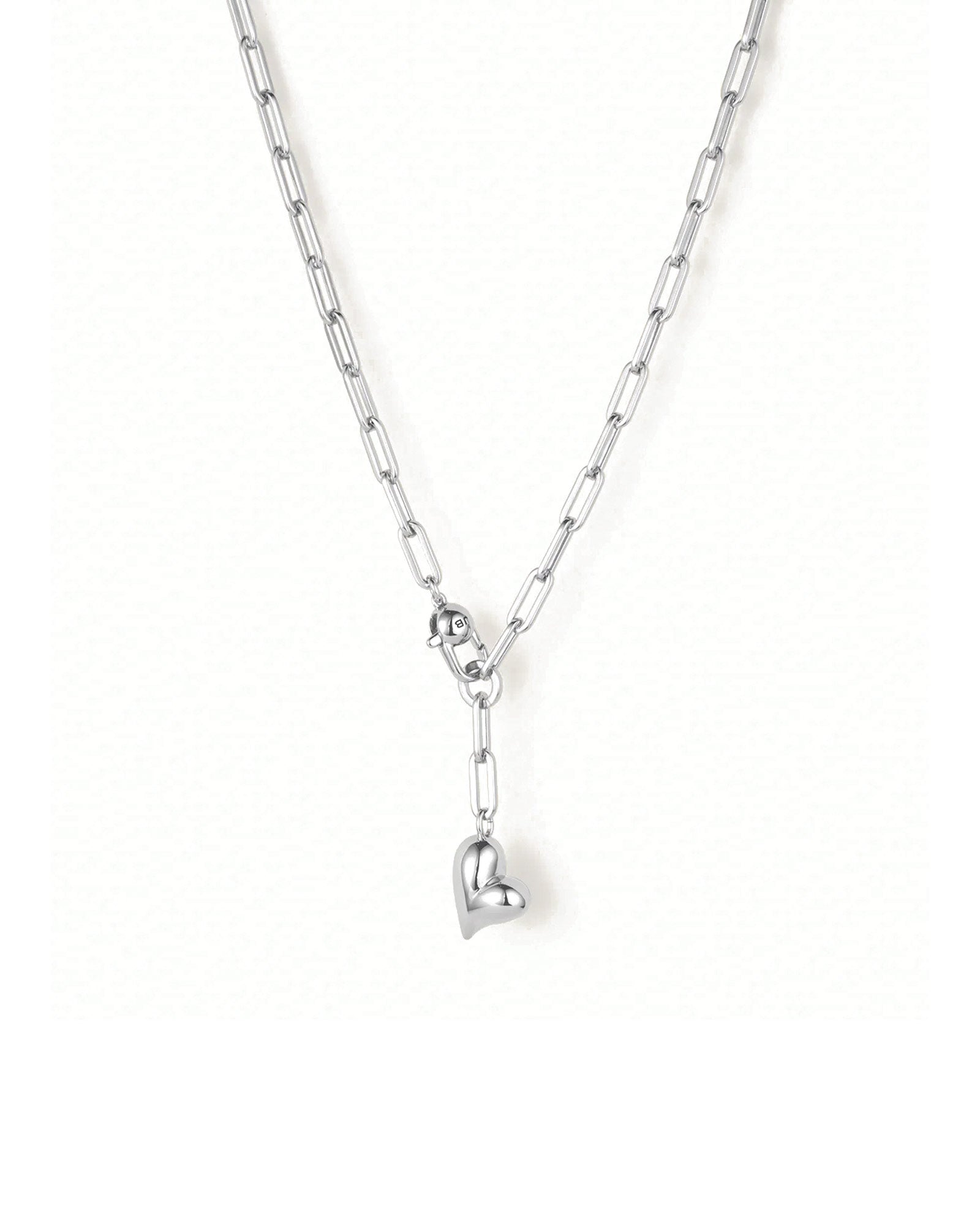 Jenny Bird-Puffy Heart Chain-Necklaces-Silver Plated-Blue Ruby Jewellery-Vancouver Canada