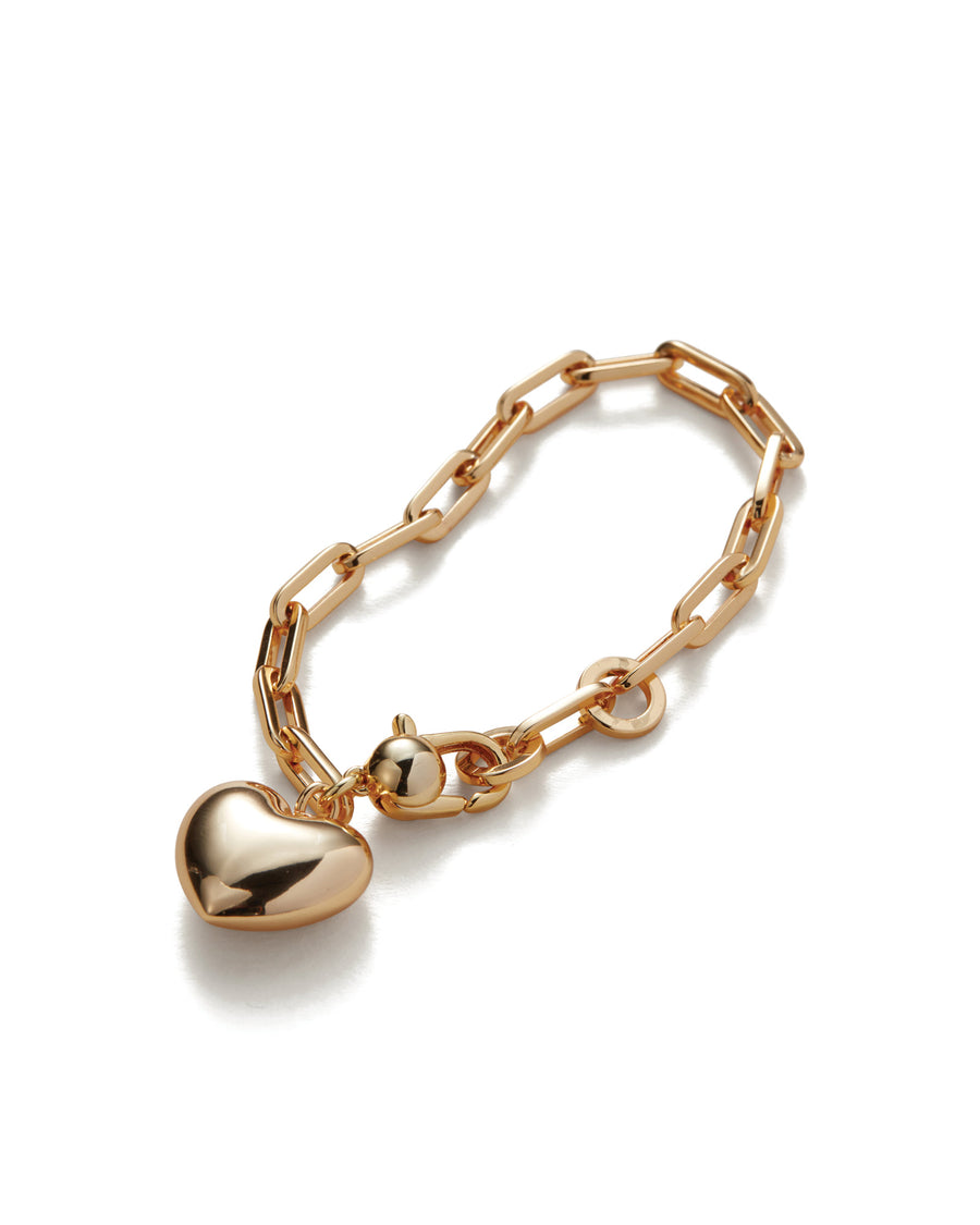 Puffy Heart Bracelet 14k Gold Plated