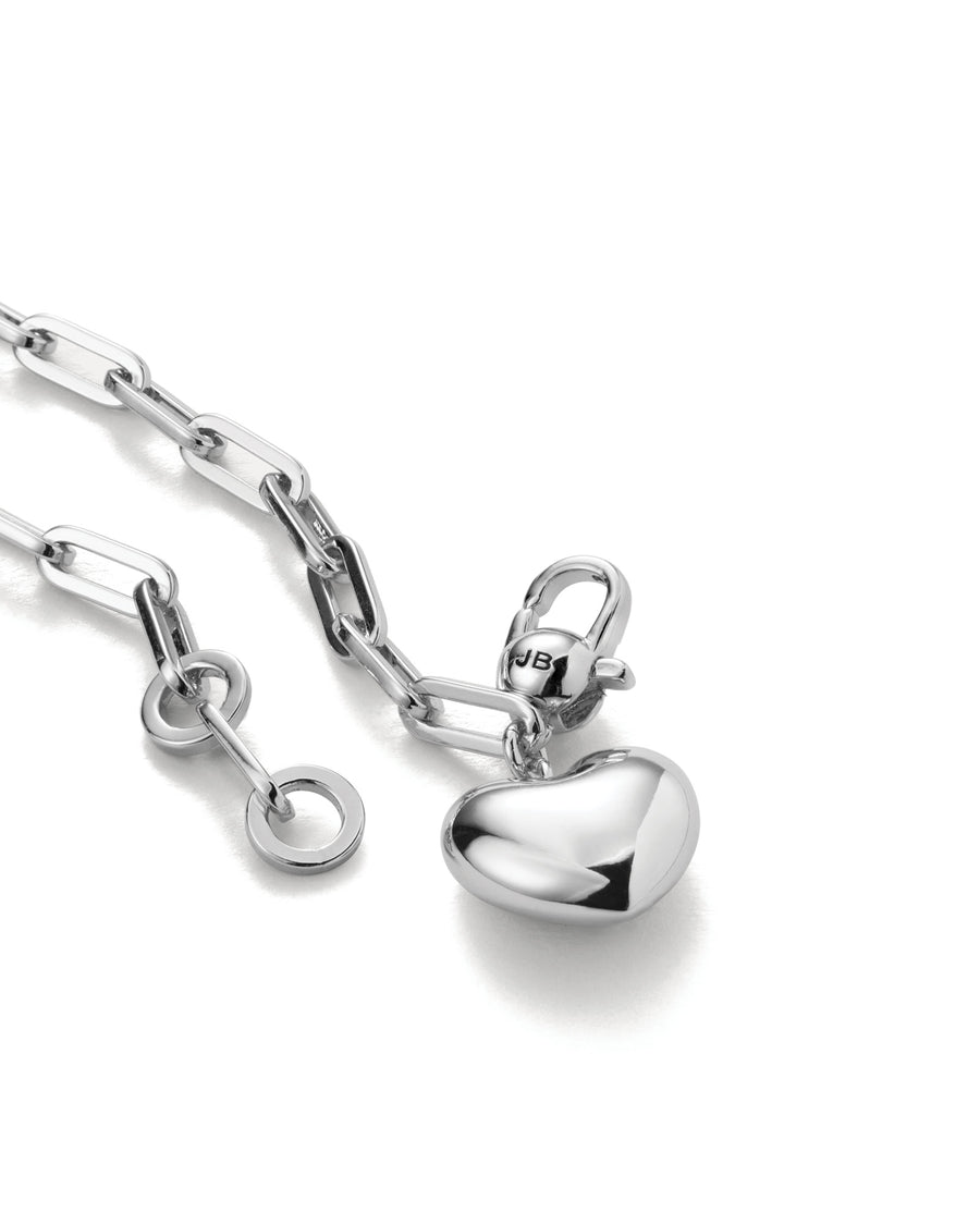 Puffy Heart Bracelet Silver Plated