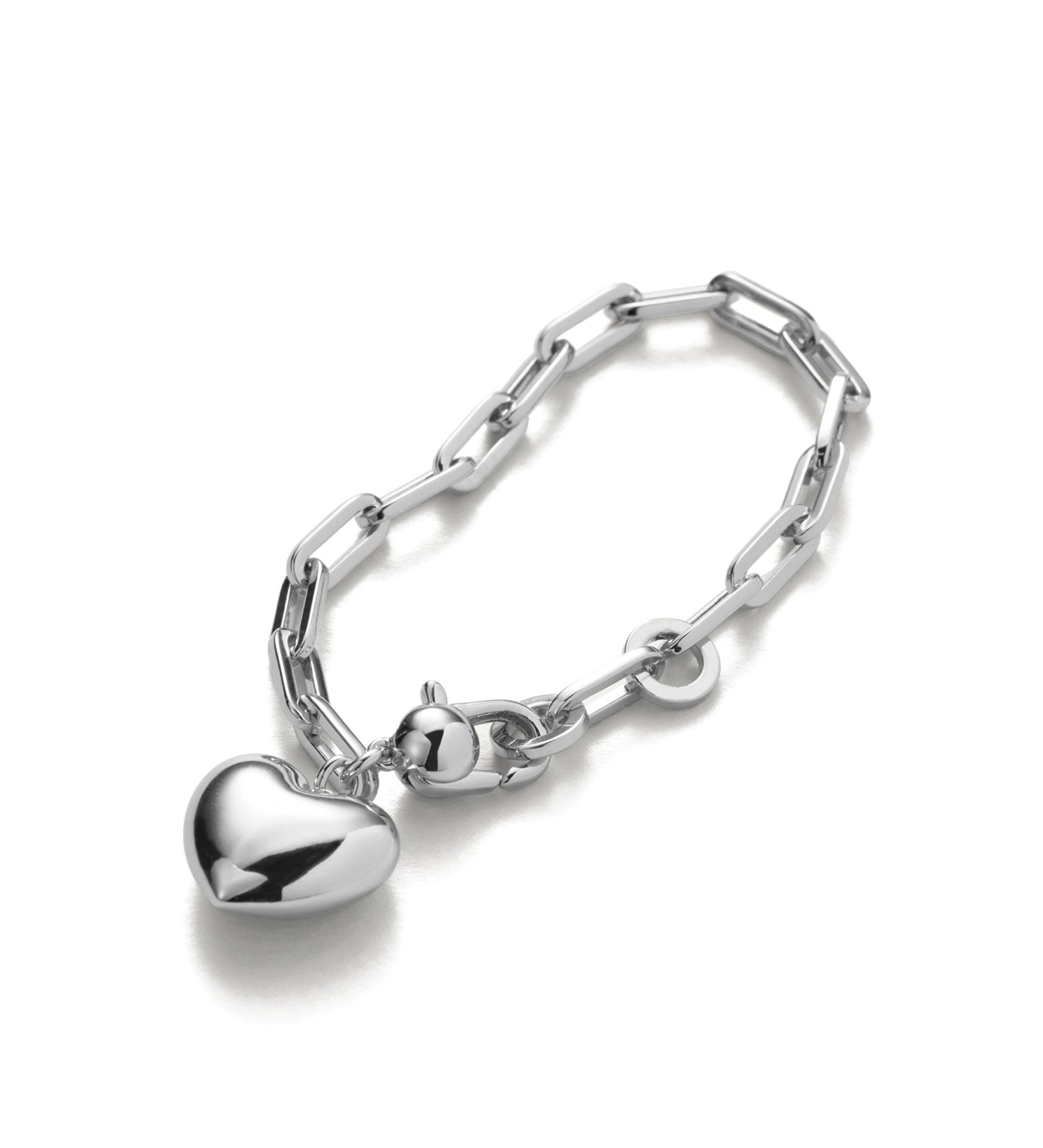 Puffy Heart Bracelet Silver Plated