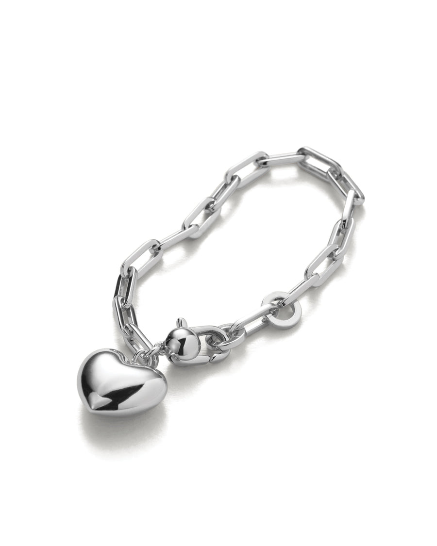 Puffy Heart Bracelet Silver Plated