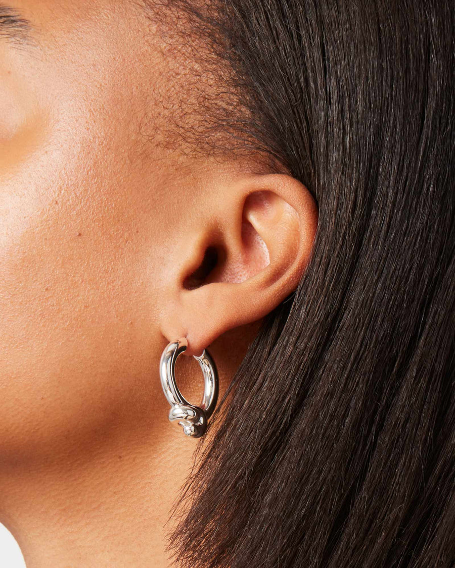 Jenny Bird-Maeve Hoop Earrings-Earrings-Silver Plated, White Pearl-Blue Ruby Jewellery-Vancouver Canada