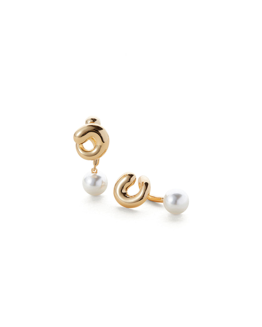 Jenny Bird-Daphne Earrings-Earrings-14k Gold Plated, White Pearl-Blue Ruby Jewellery-Vancouver Canada