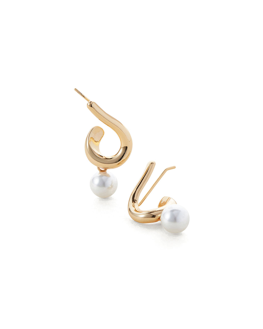 Jenny Bird-Daphne Climber Earrings-Earrings-14k Gold Plated, White Pearl-Blue Ruby Jewellery-Vancouver Canada