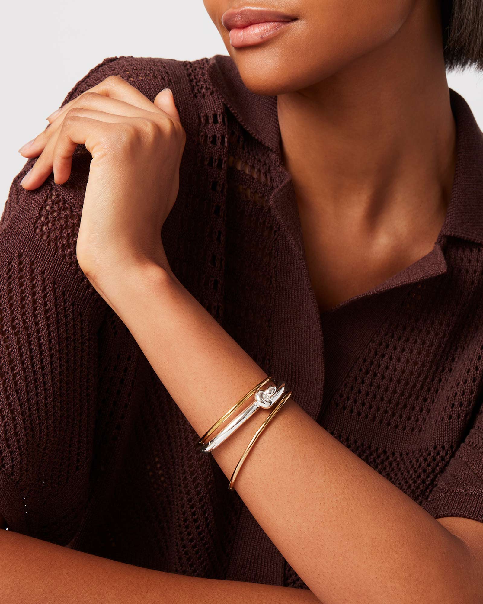 Jenny Bird-Maeve Bangle-Bracelets-Silver Plated, White Pearl-Blue Ruby Jewellery-Vancouver Canada