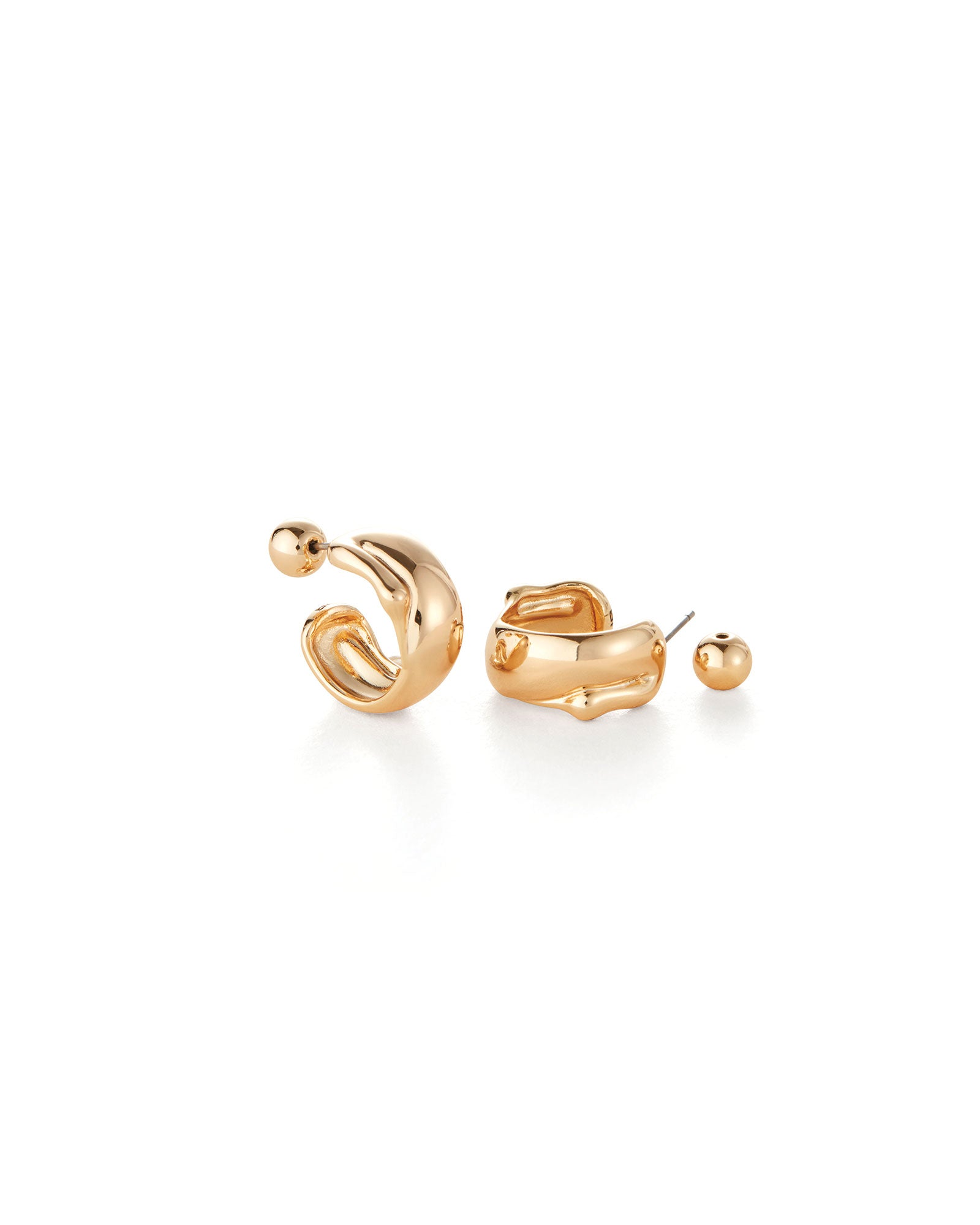 Gold plated huggie earrings sales