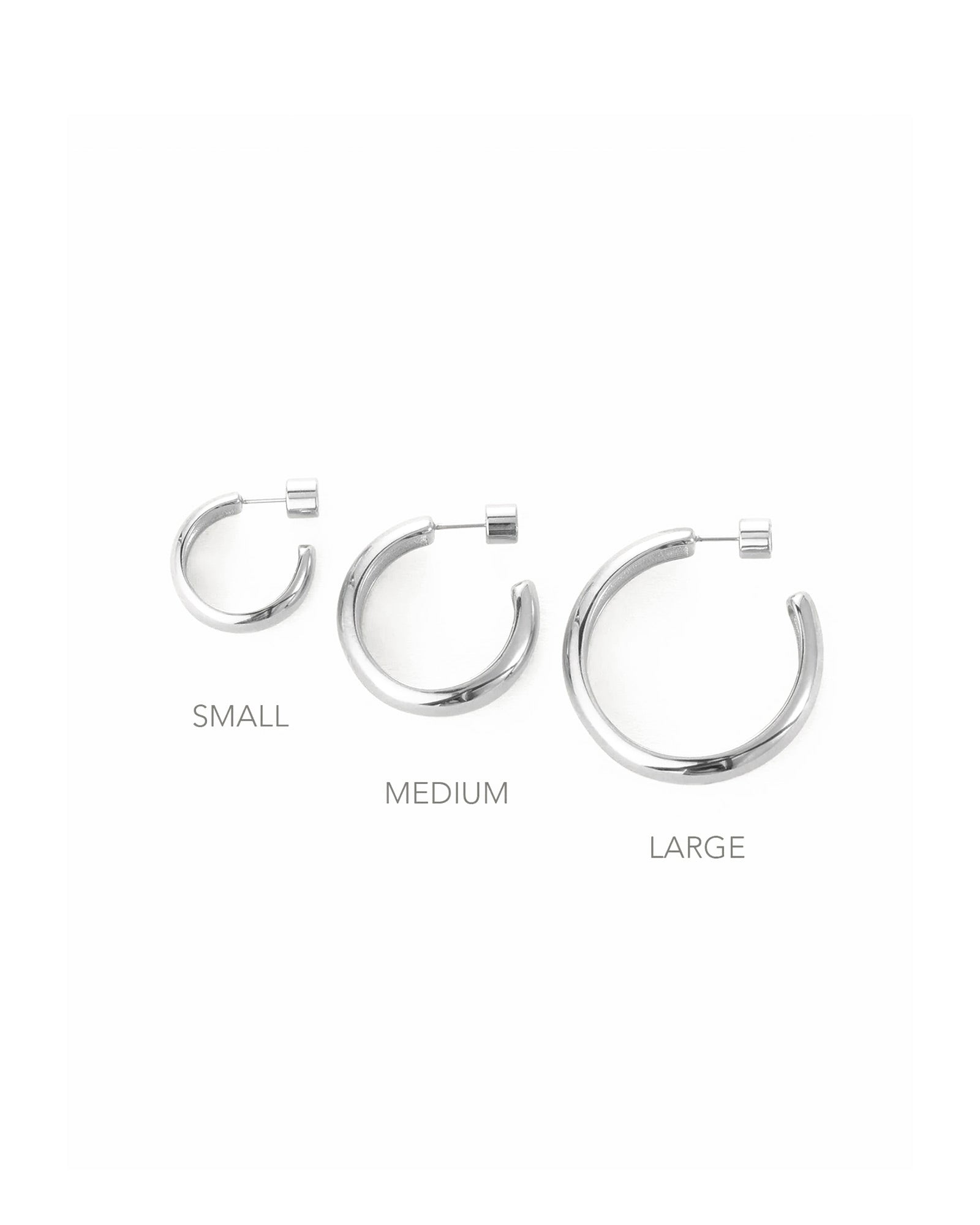 Staple Hoop Earrings - Small Rhodium Ion Plated