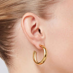 Staple Hoop Earrings - Large 14k Gold Ion Plated
