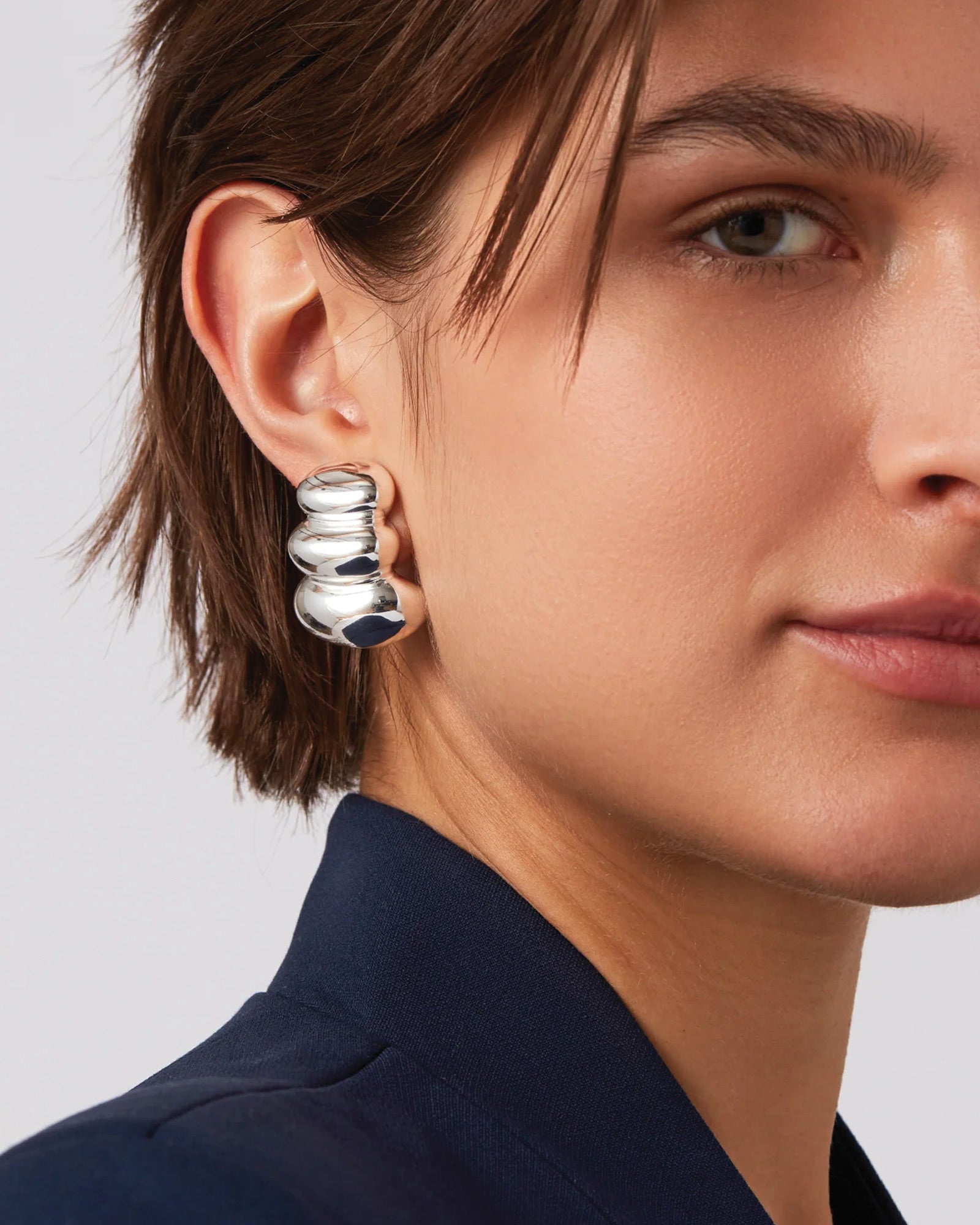 Non-Stop Clip On Earrings Silver Dipped Brass