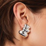 Non-Stop Clip On Earrings Silver Dipped Brass