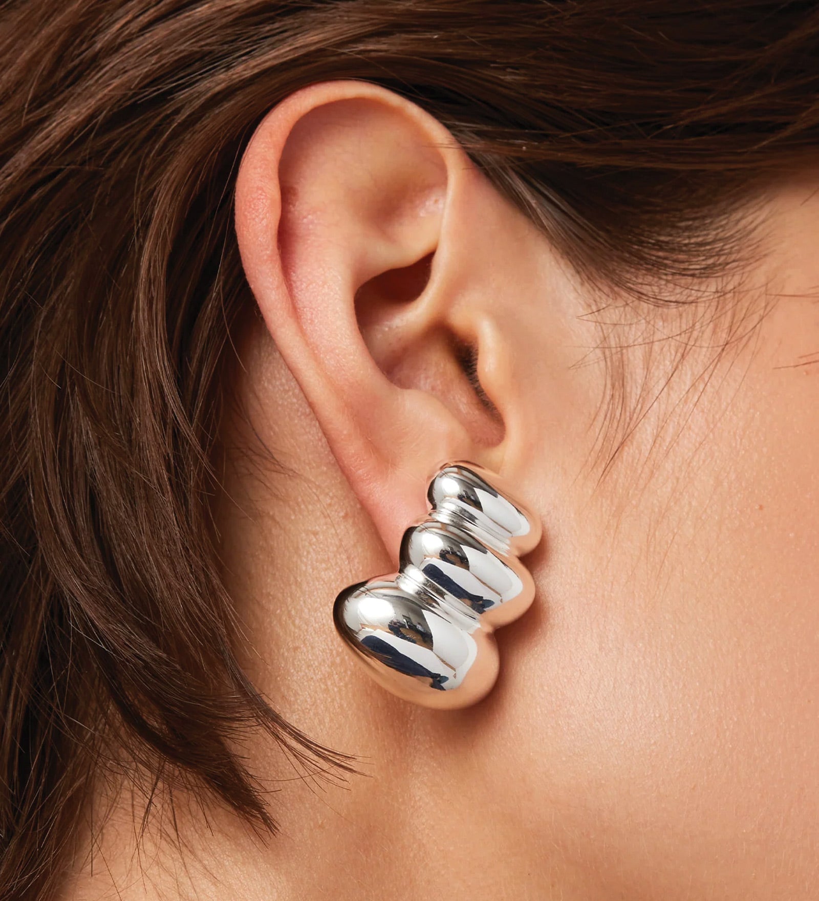 Non-Stop Clip On Earrings Silver Dipped Brass