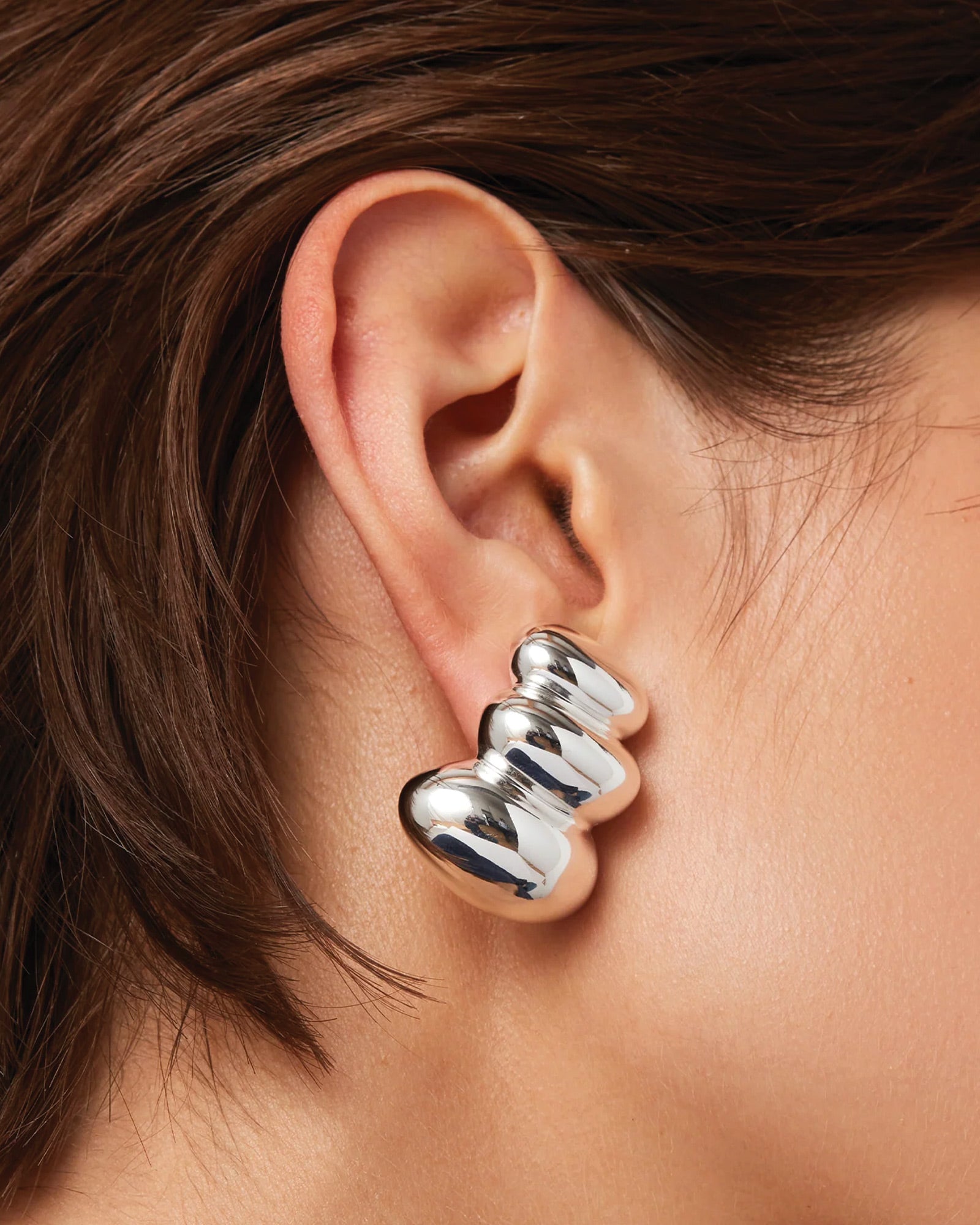 Non-Stop Clip On Earrings Silver Dipped Brass