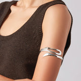Egret Arm Cuff Silver Dipped Brass