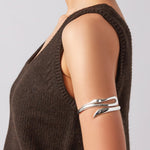 Egret Arm Cuff Silver Dipped Brass