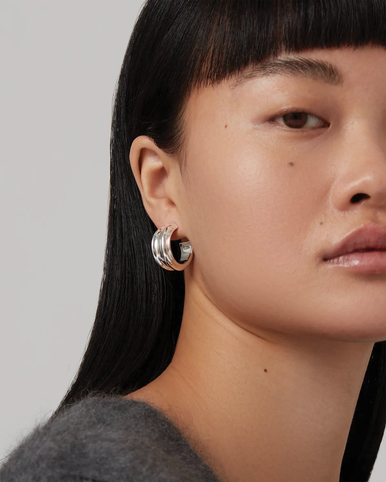 Mini Lennon Hoops Silver Dipped Brass