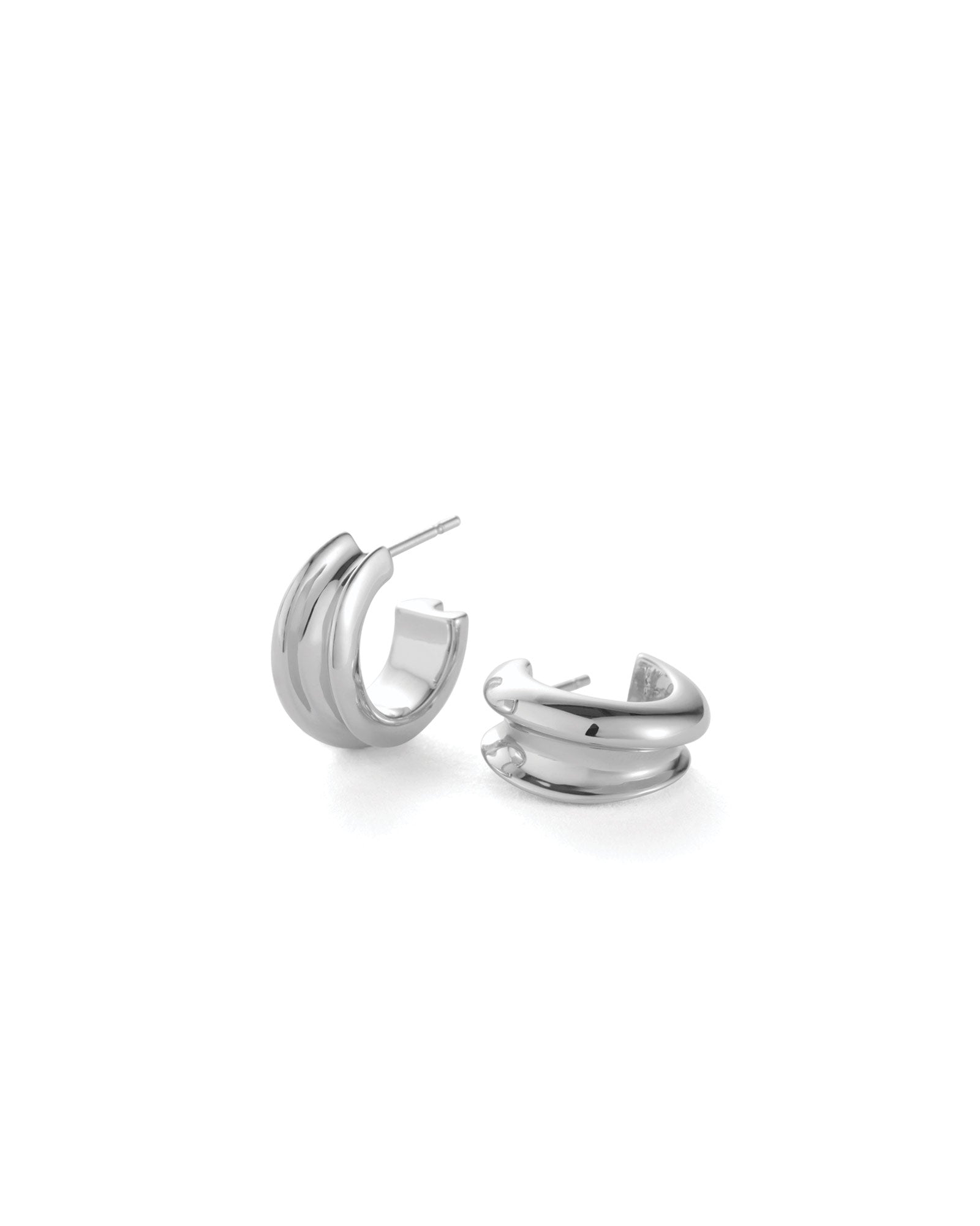 Mini Lennon Hoops Silver Dipped Brass