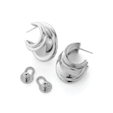 Leona Hoops Silver Dipped Brass