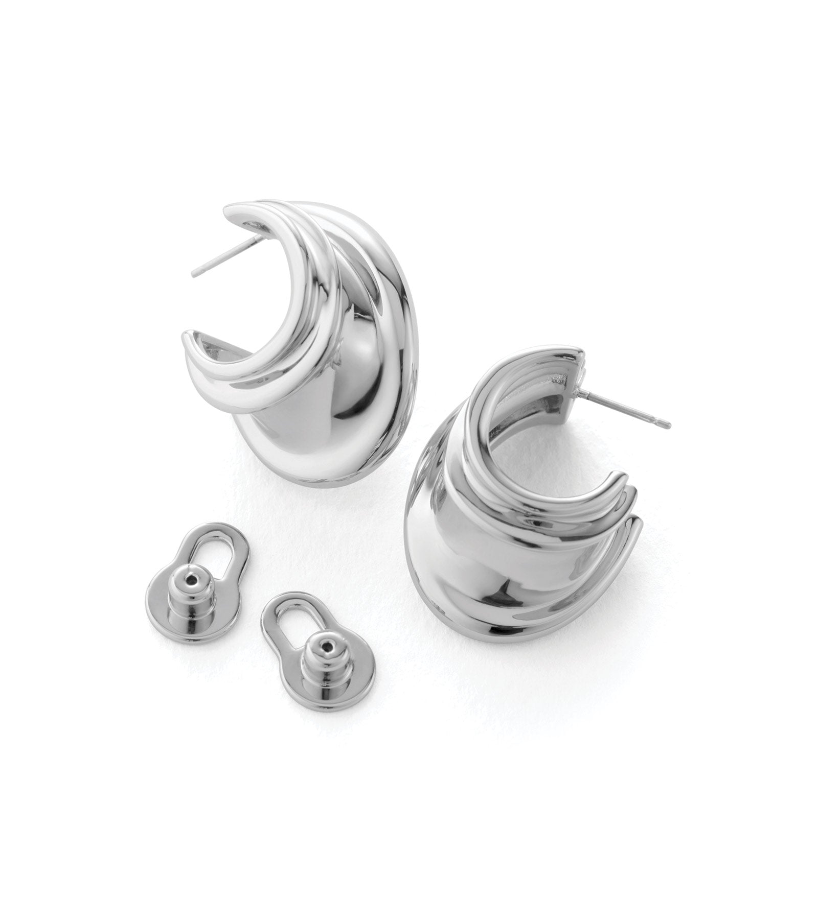 Leona Hoops Silver Dipped Brass