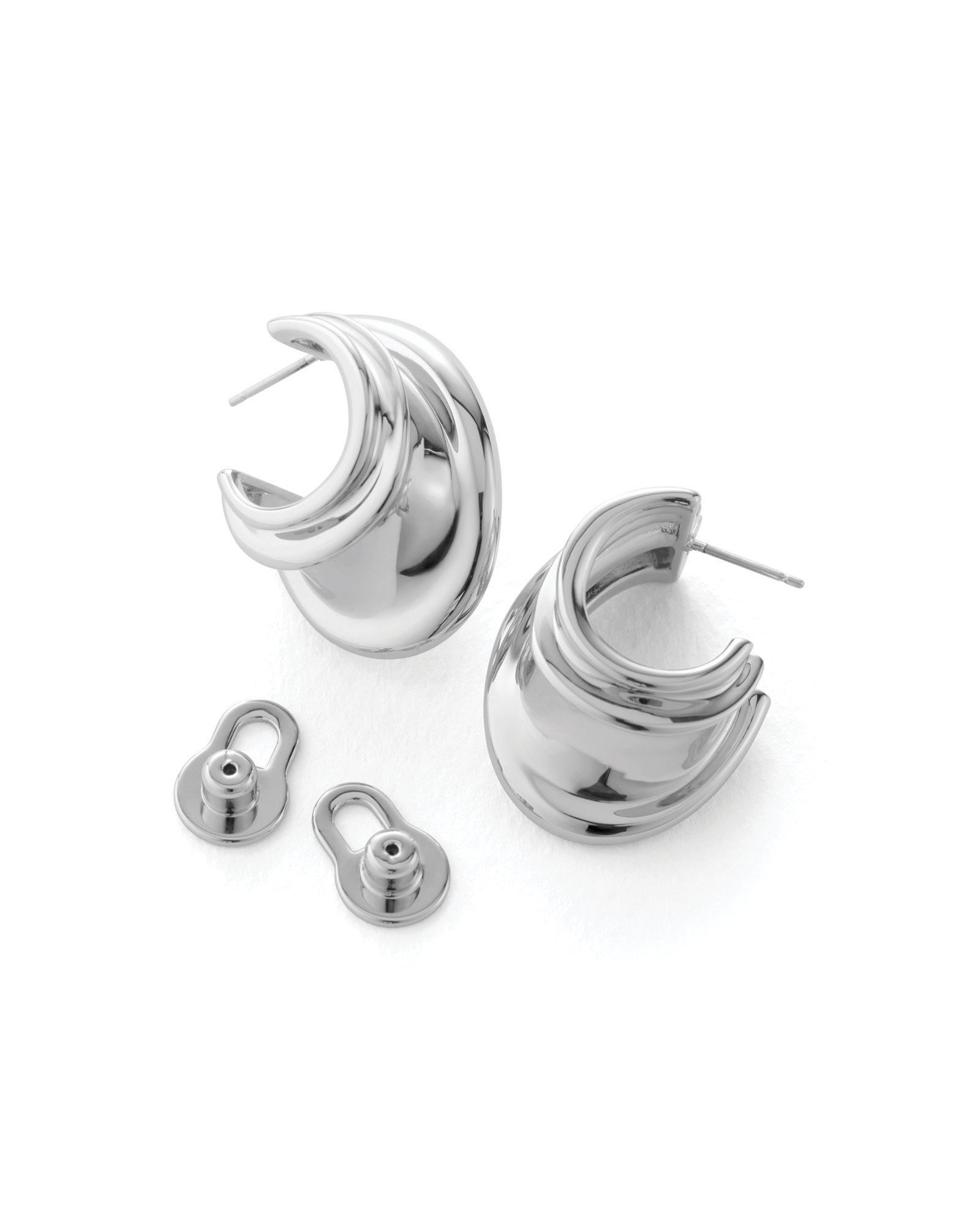 Leona Hoops Silver Dipped Brass