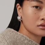 Leona Hoops Silver Dipped Brass