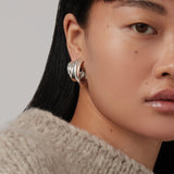 Leona Hoops Silver Dipped Brass